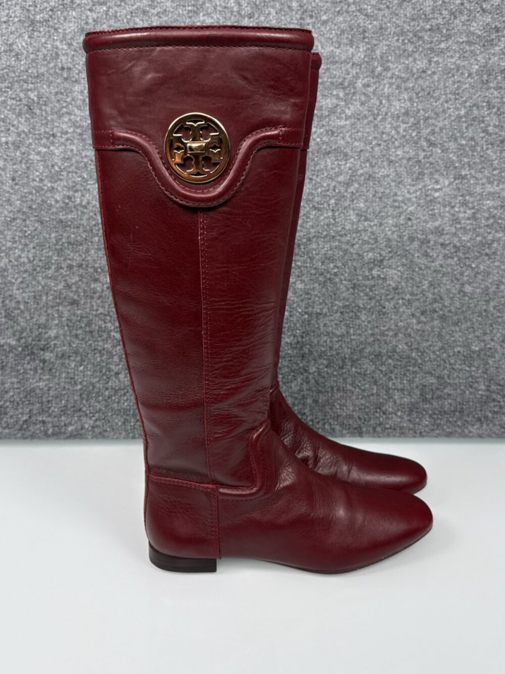 Tory Burch Classic Tall Riding Boot Burgundy Women's 6.5 - Picture 3 of 13